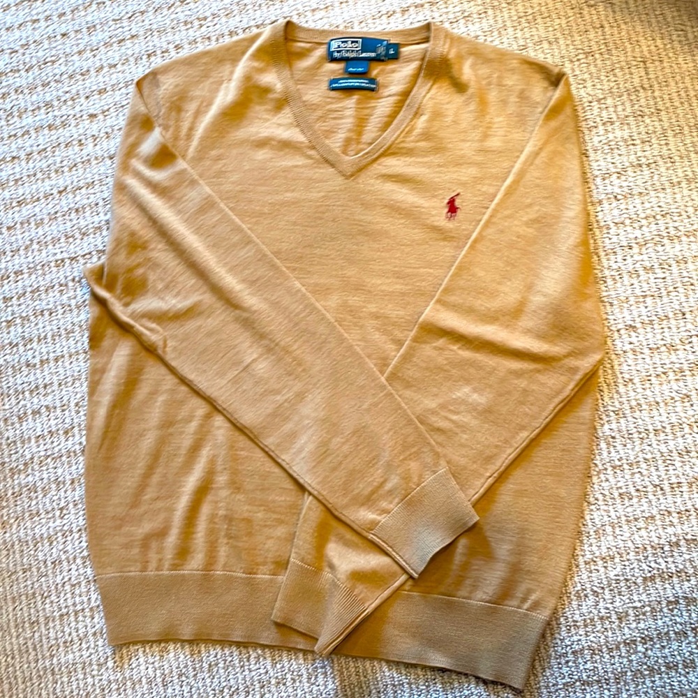 Polo by Ralph Lauren Camel V-Neck Sweater